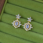 Flower Lilac Zircon Stud Earrings