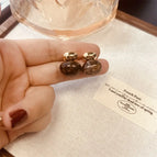 Coffee Color Earrings 925 Silver Needle Plated with Real Gold