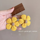 Yellow Straw Exaggerated Big Flower Ear Hook