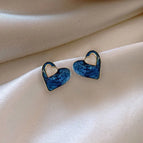 5# blue love drop oil earrings
