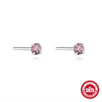 Platinum/1.7*0.9cm-Light Purple Diamond / 925 silver