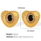 Eh790 Black Stone Gold Earrings