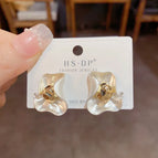 No. 8 Metal Petal Stud Earrings (Thick Real Gold Color Retention)