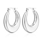 round Flat Hollow Earrings Steel Color MS-159