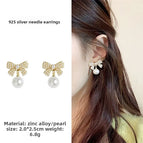 56#925 Silver Needle Earrings Pair