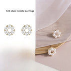 12#925 Silver Needle Earrings Pair