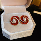 38#Silver Needle-Red Flower (Real Gold Plating)