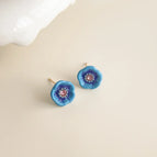 Small Blue Flowers Dripping Oil-Silver Needle