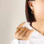 F616-Gold Peach Heart Earrings