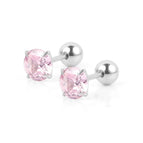Steel Color round Pink Zirconium / 0.8*6*5 * 4mm