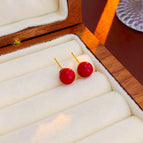 42# Silver Needle-Real Gold Plating-Gold/1.3*1.1cm-Red-8cm