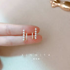 Double row zircon pearl earrings