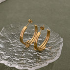 Light Gold Nail Stud Earrings (Gold)【Needle Thickness: 0.8mm】 / 1 Pair/Package