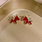 Red Pony Rhinestone Stud Earrings