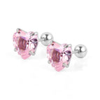 Steel Color Heart-Shaped Pink Zirconium / 0.8*6*8 * 4mm