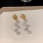 Gold Disc Pearl Stud Earrings (G0725)