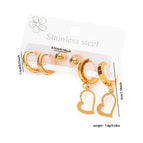 Round Bead Hollow Heart Earrings Set 0306