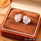 11#Light Purple Sakura Pearl Stud Earrings