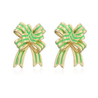 Gold Green Bow 1 Pair