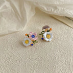 Asymmetric Flower Dripping Oil-Silver Needle