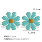 Eh760 Blue Drop Oil Gold Stud Earrings