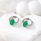 1# Green Natural Stone Ear Ring
