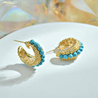 18K Gold Turquoise Earrings
