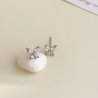 silver Butterfly Zircon-White Plated K