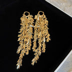 37# Ear Clip-Golden Leaf Tassel