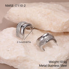 NMSE-J7110-2 Steel Color Curve Earrings