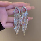 Silver drop tassel earrings