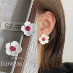 1451 White Rose Red Core 925 Silver Needle