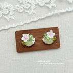 Gold Plating-Green Crystal Zircon Flower Ear Studs