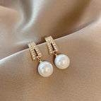 Double Row Pearl Stud Earrings【E0199 Silver Needle】