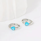 E0065S-6-Sapphire Blue Diamond-Silver Stud Earrings