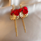 42# Silver Needle-Gold/1.3*1.1cm-Red-Long (Real Gold Plating)