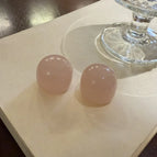 Pink Half Round Stud Earrings