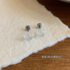 Wsq3 Milky White Spiral Stud Earrings