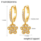 F1641-Golden Cat Palm Inlaid Zircon Full Diamond Earrings
