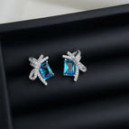 Aquamarine Zircon Bow-Silver Needle