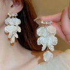 Sparking Zirconium Shell Tassel Ear Clip