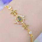 Olive Green Egg-Shaped Flower Bracelet [Adjustable]