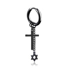 Cross Six-Pointed Star Ear Buckle Black