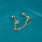 White and round Zirconium Love Heart / Gold / Rod Thickness * Rod Length 0.8x6mm