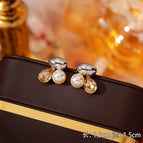 21#Coffee Drop Pearl Stud Earrings