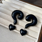 2411200B Black Question Mark Earrings (S925 Silver Needle)