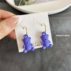 2858 Small C+ Bear Earrings Blue Purple