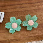 Cyan Flower Earrings