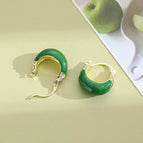 U-shaped Basket with Drip Glaze and Diamond Inlay [Green]