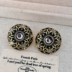 2502162A Black Oil Drop Lace Round (S925 Silver Needle)